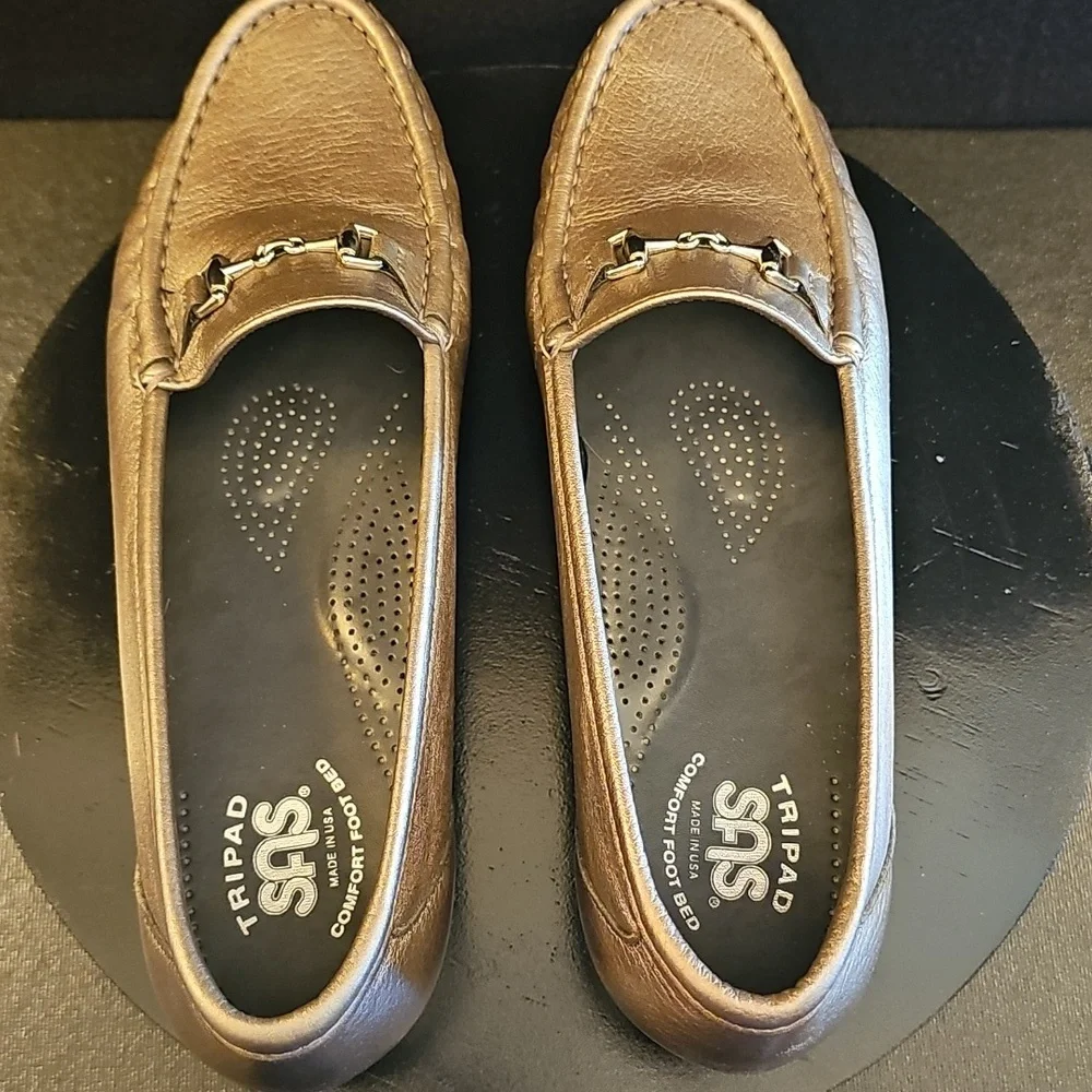SAS Metro Pewter Leather‎ Loafer With Horsebit Detail